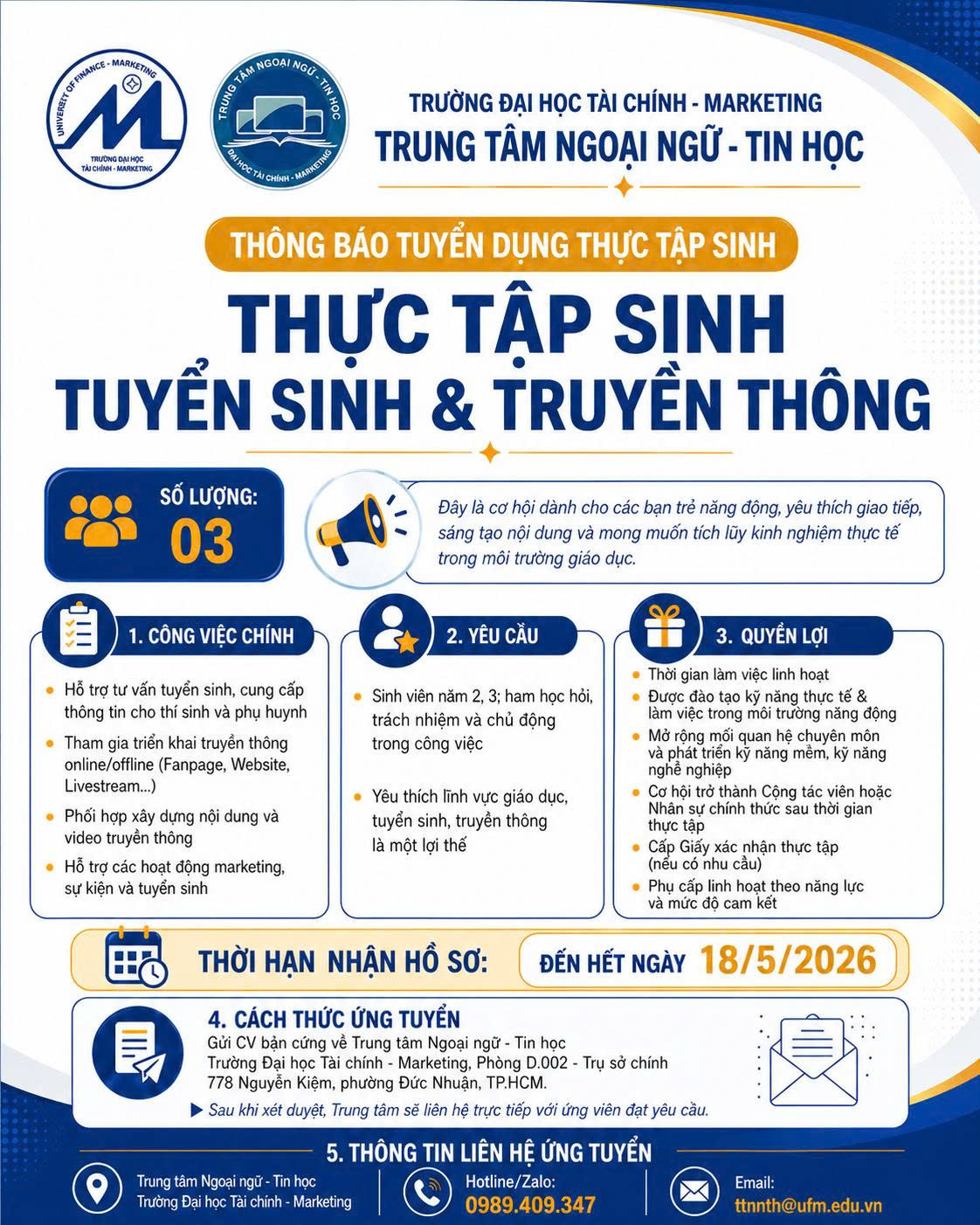 Tuyển dụng Thực tập sinh Tuyển sinh và Truyền thông